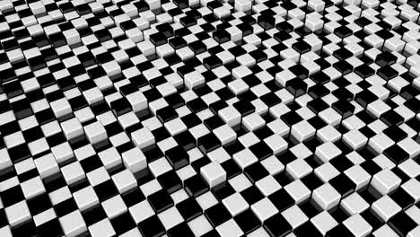 movement of cubes. futuristic background with black and white cubes. cubes with reflection