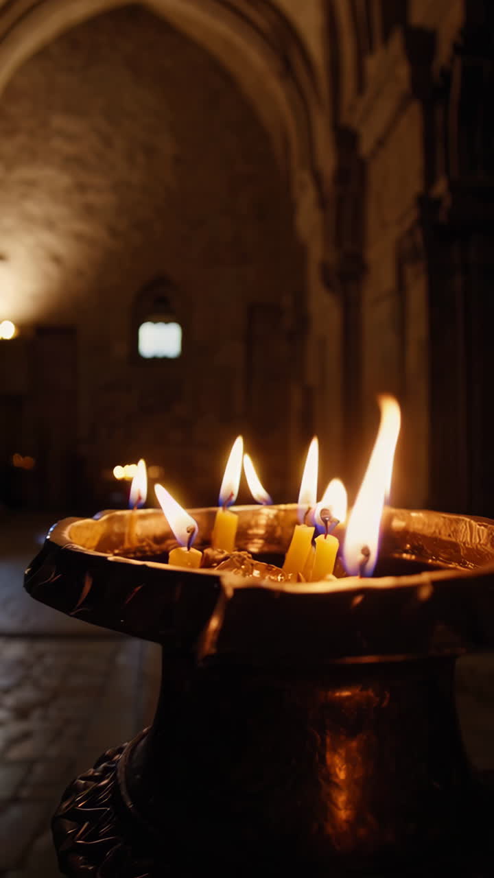 Candles in a historical church interior