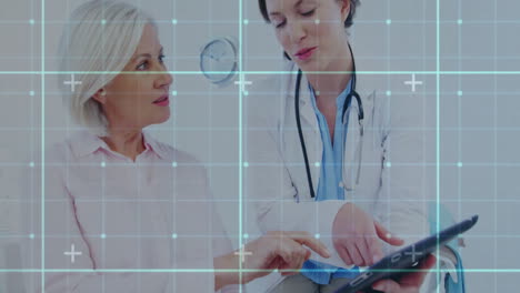 analyzing medical data animation, doctor and patient discussing health information