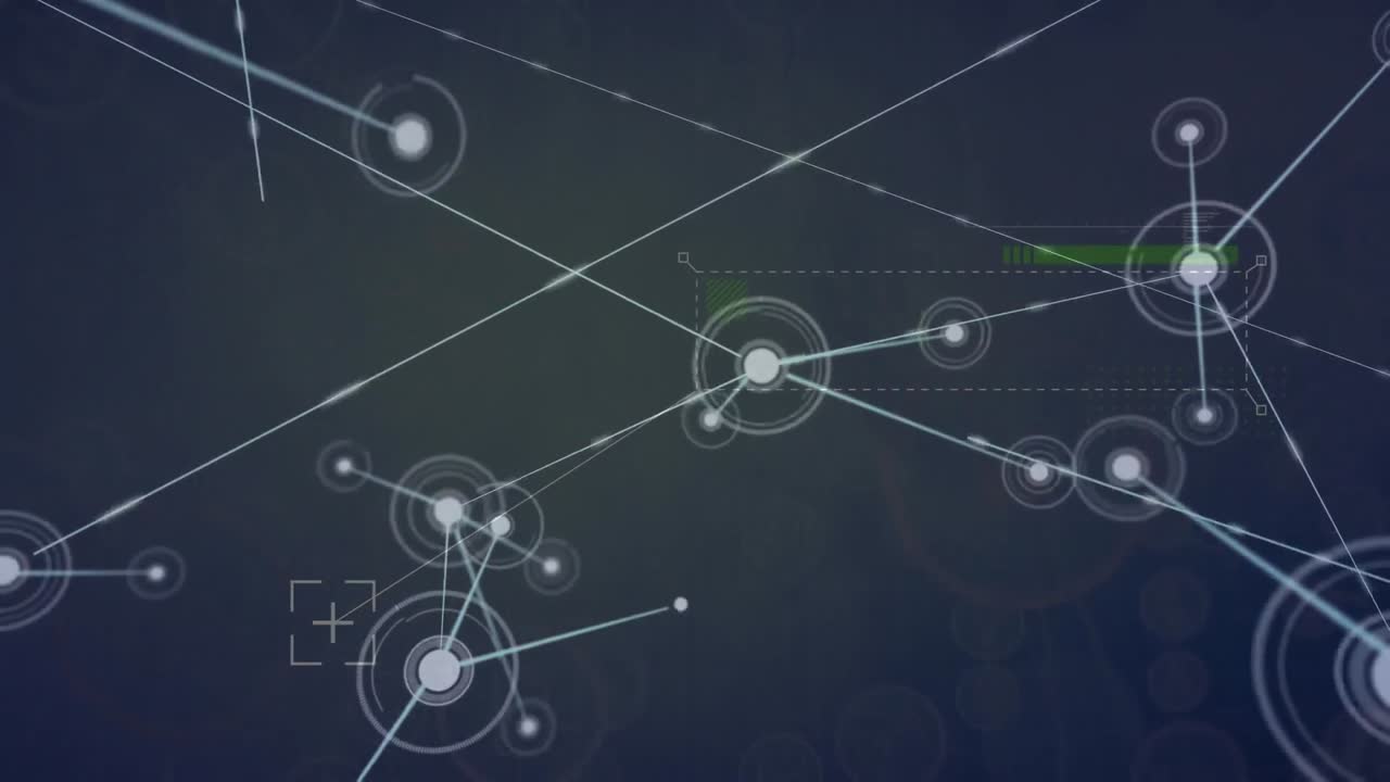 animación del procesamiento de datos y la red de conexiones