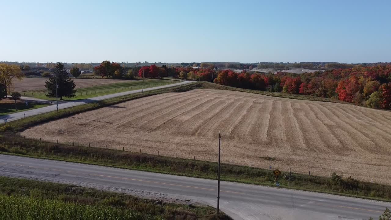 Agricultural Farmland During Fall In Ontario, Canada