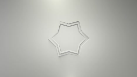white business animation. rotation of six-pointed stars. 3d rendering, window, loop, minimalistic solid color. somersault.