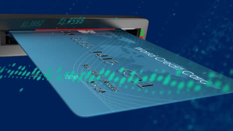 animation of data processing over credit card at atm