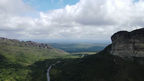 aerial view of a wild landscape with highway