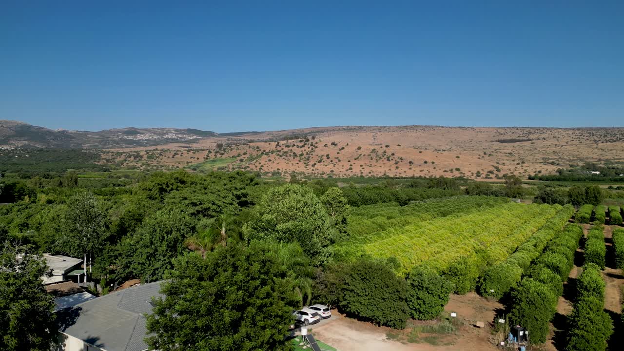 4K high resolution drone video of the She'ar Yashuv village- Northern Israel during the summer months- Israel