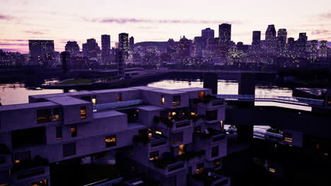 aerial view of a city at night