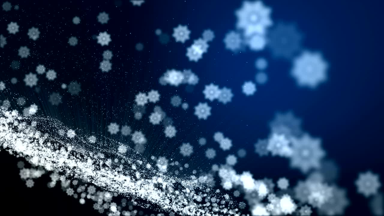 무결한 루프, 어두운 파란색 배경, 반이는 눈알 색 입자와 디지털 서명, 그리고 필드 깊이가 있는 영역.