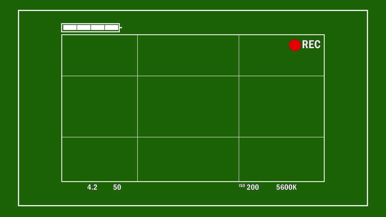 pantalla verde del visor de la cámara