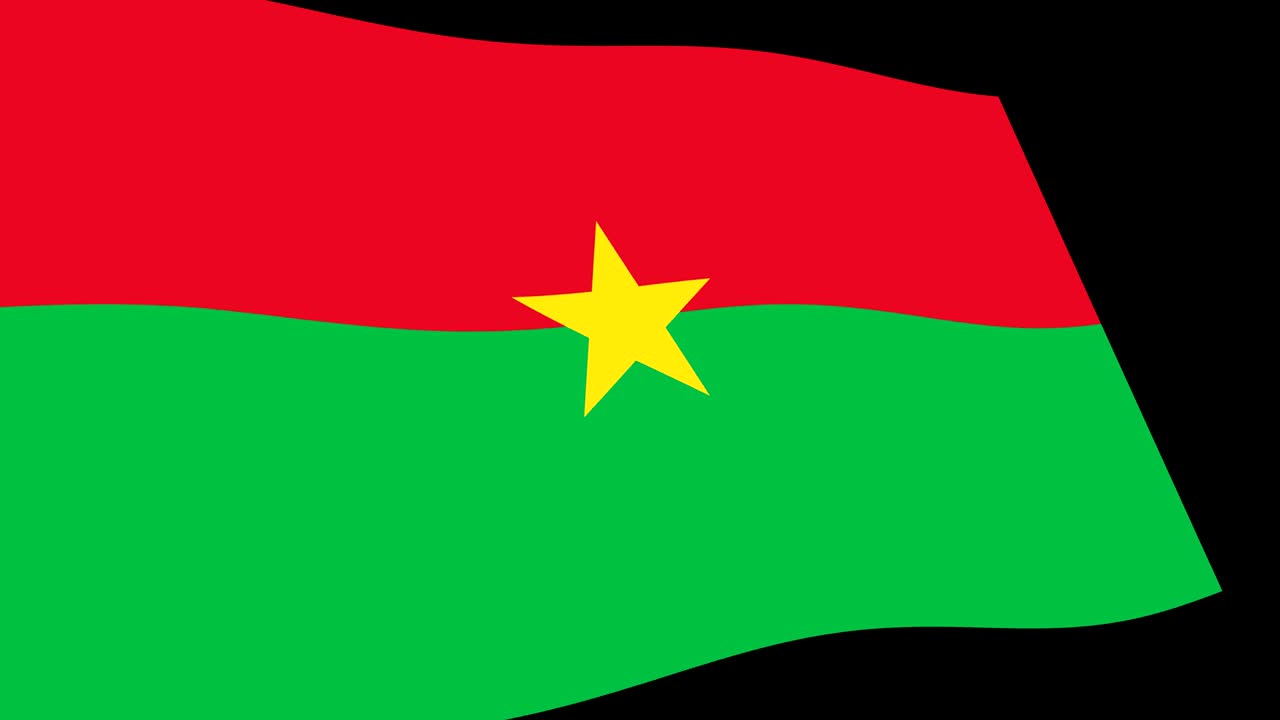 La bandiera del Burkina Faso che sventola lentamente in prospettiva, animazione 4K