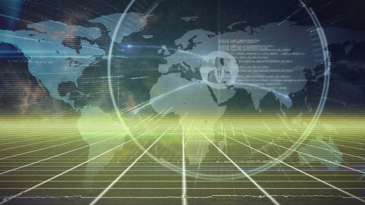 Animations of world map over yellow grid