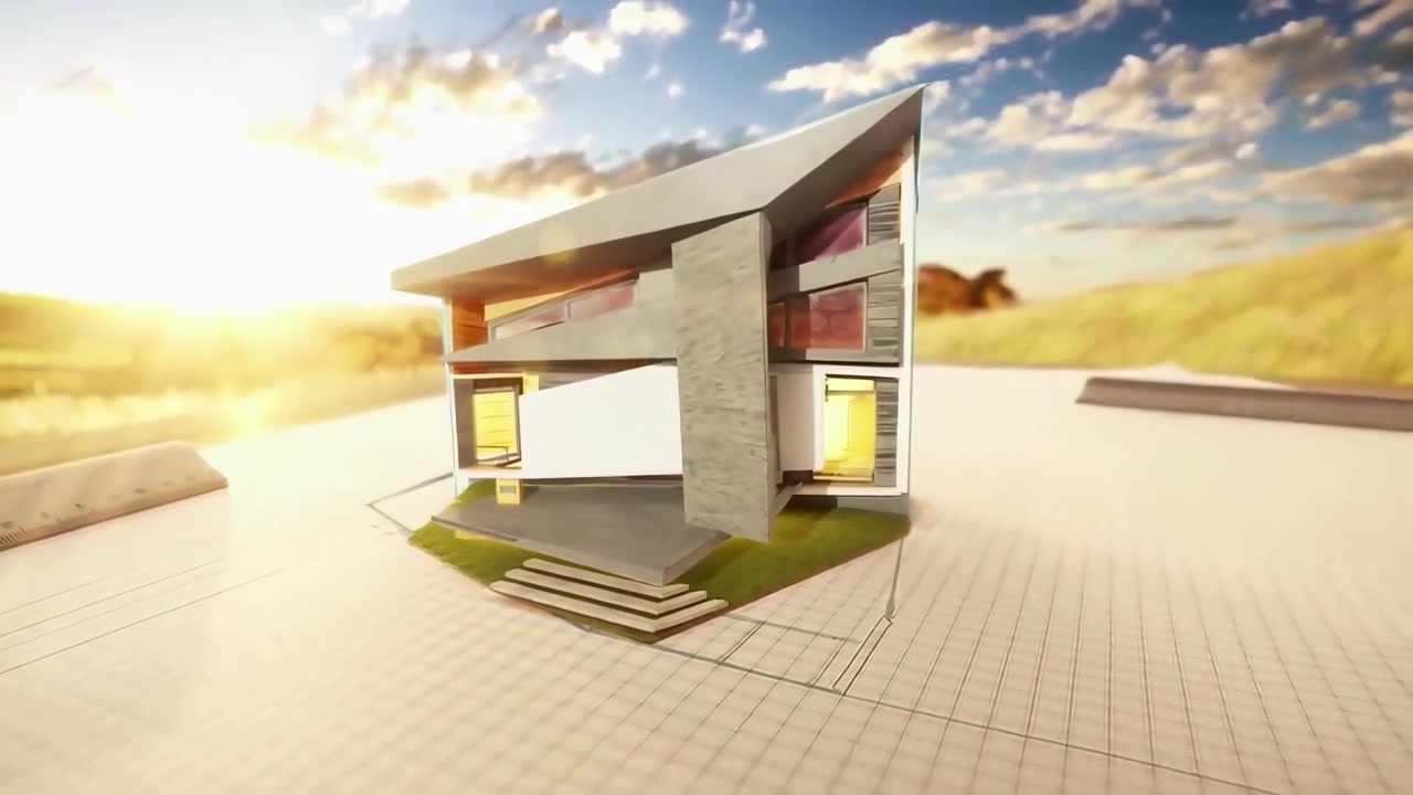 3D Architectural Visualization of a Modern House Model