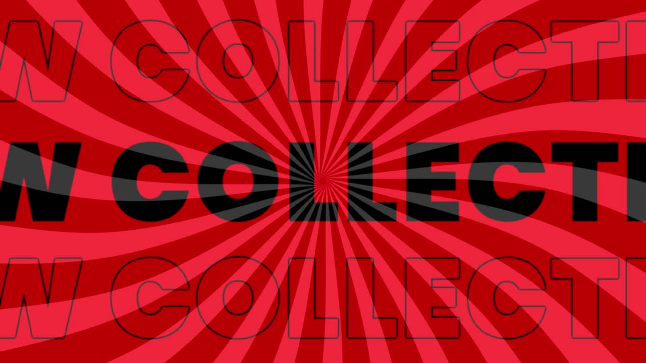 animación digital del nuevo banner de texto de la colección contra un fondo radial que cambia de color