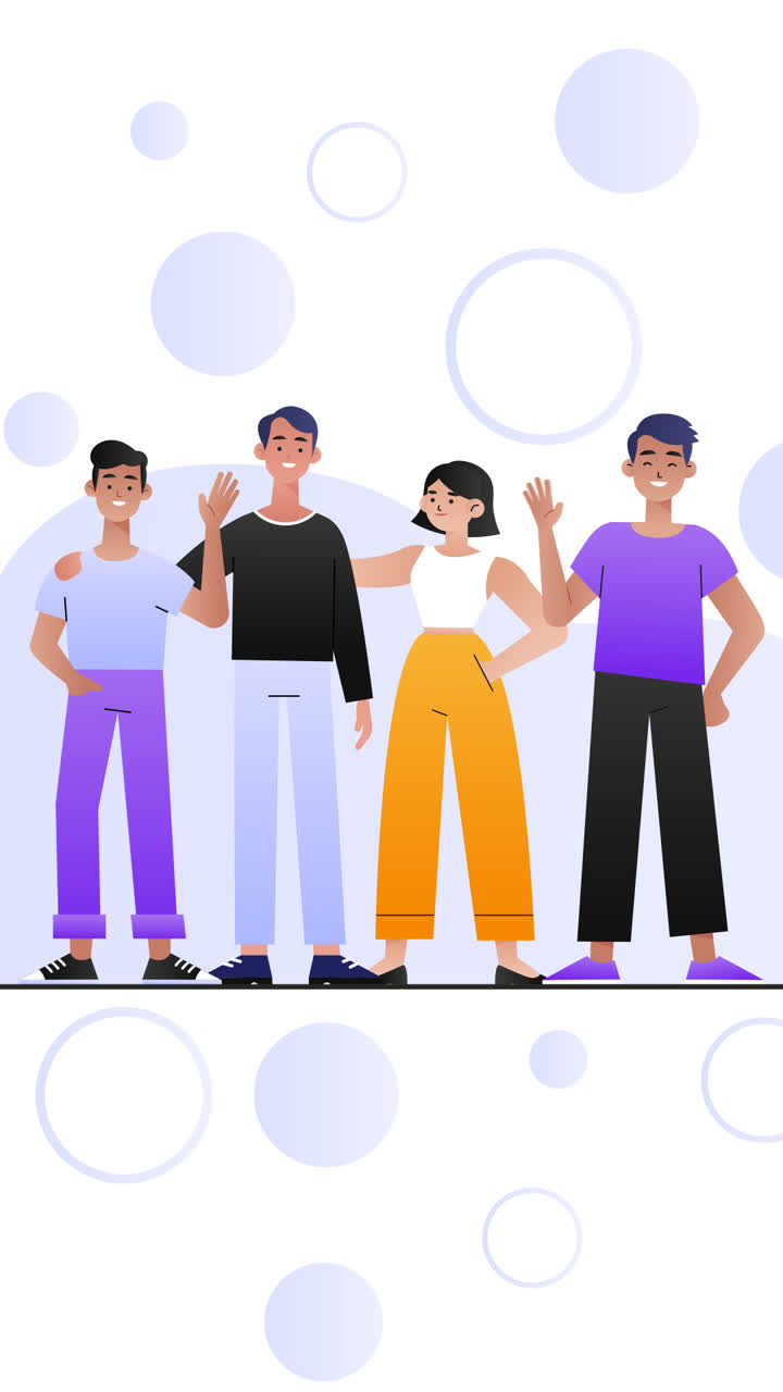 An animation of a Gradient group of people background composition
