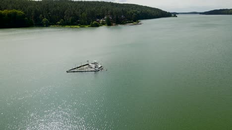 Meteo-station-on-Radunskie-Lake-in-Borucino-village-Poland---Aerial