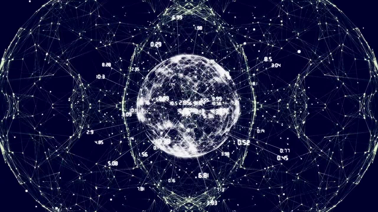 animación del globo a través de la red de conexiones y procesamiento de datos