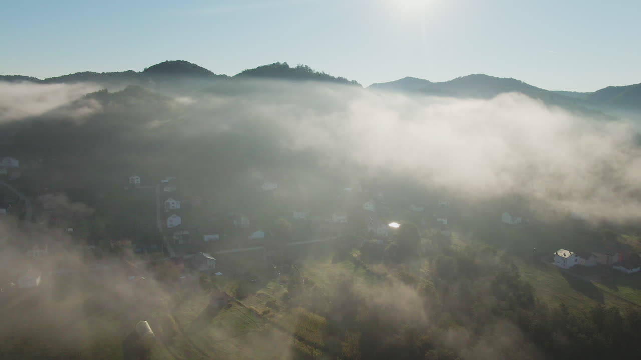 Foggy Morning in a Mountain Village