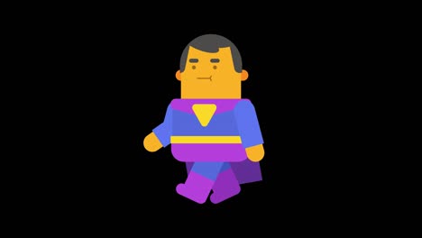 el superhéroe en traje camina por el canal alpha.