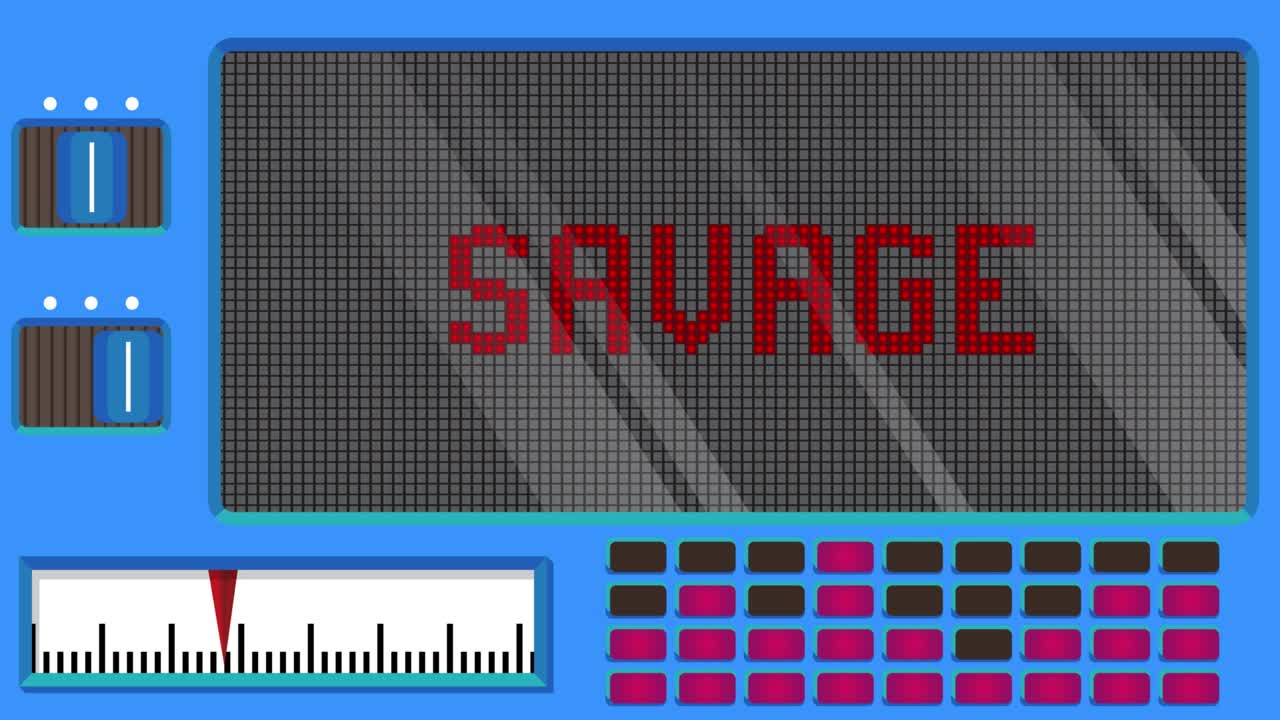 디지털 led 패널에 야만적인 텍스트.