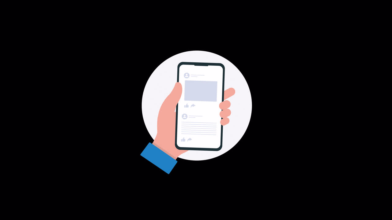 Animated Hand Scrolling Social Media Feed on Smartphone