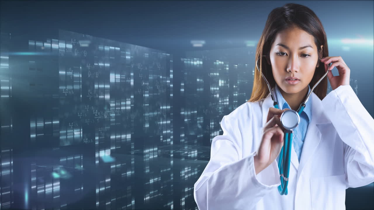 아시안 여성 의사에 대한 수학적 방정식의 애니메이션