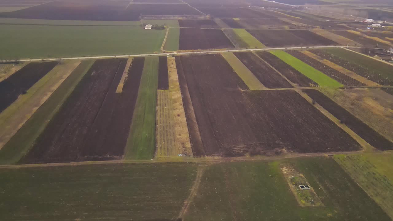 Aerial View Of Vast Fields In Vrancea, Romania - orbiting drone shot