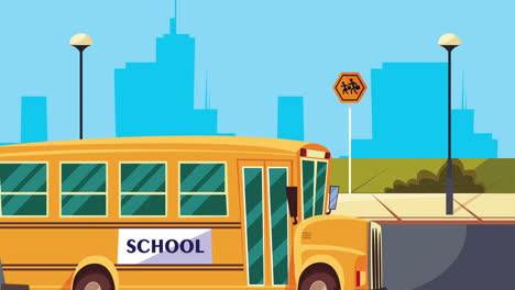 back to school animation with bus