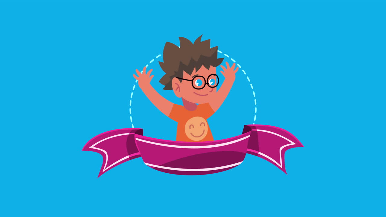 niño con gafas animación