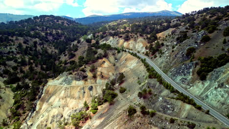 drone view of pano amiantos, a former asbestos mine location