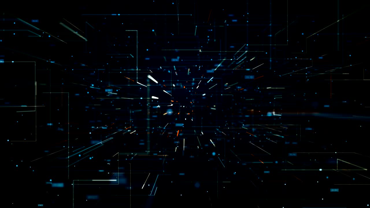 Seamless video with fly through abstract 3D rendering of a scientific technology data