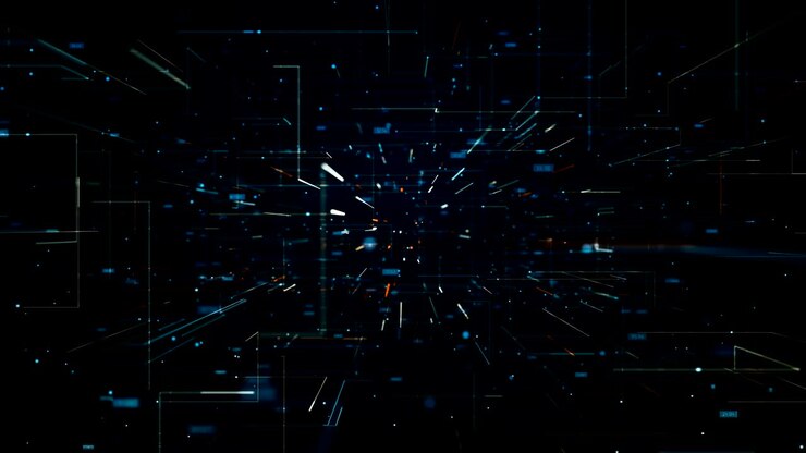 Seamless video with fly through abstract 3D rendering of a scientific technology data