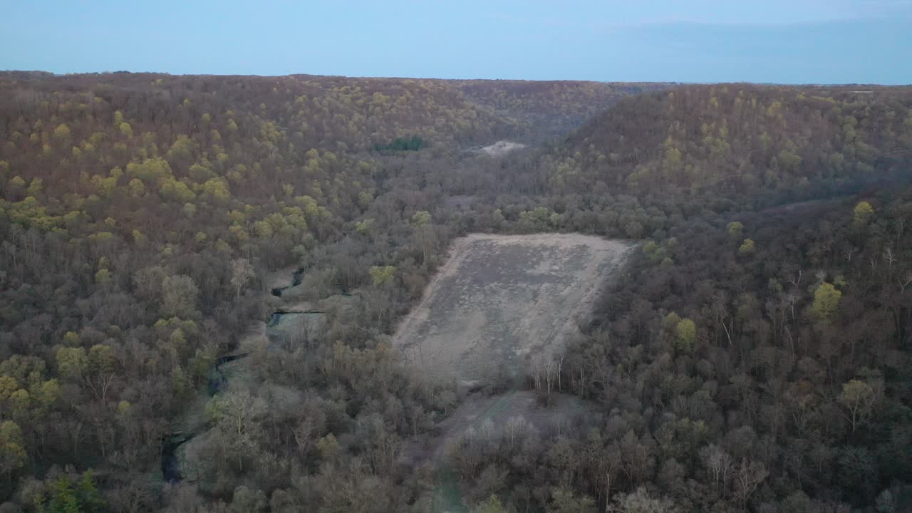 воздушный вид на долину с лесом и рекой