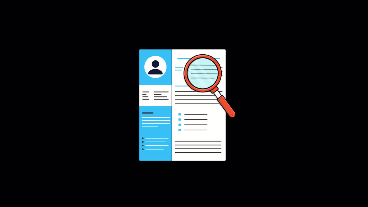 Animated Magnifying Glass Scanning a Professional Resume Document