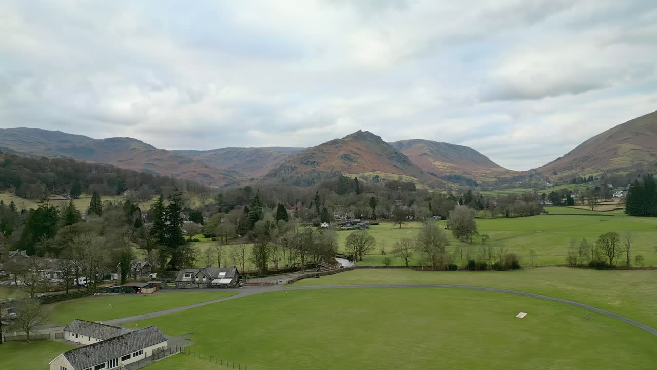 잔디, 마을, 영어 호수 지구, 영국에 있는 도시의 항공 보기