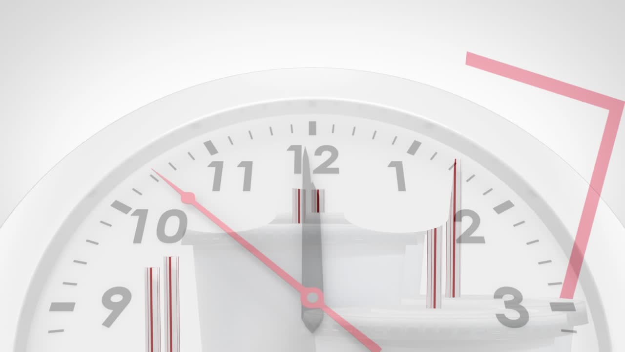 Un orologio che ticchetta su uno sfondo bianco.