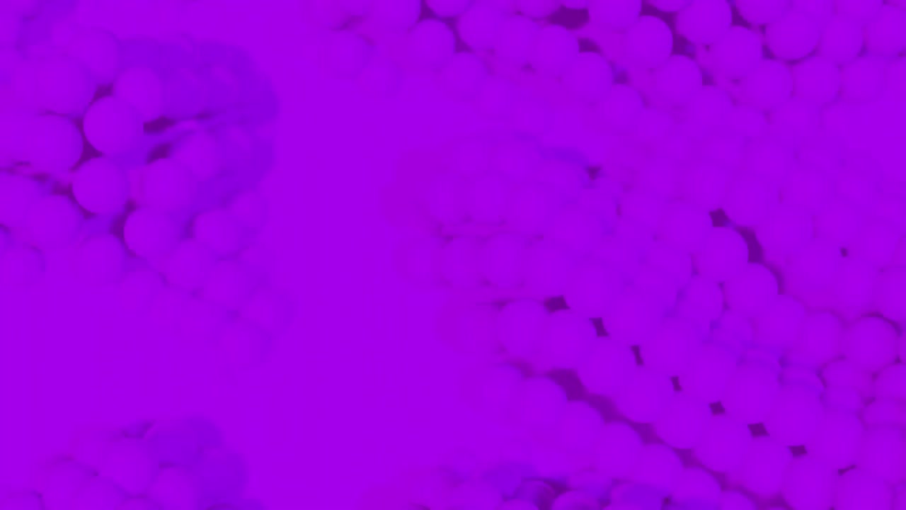 moléculas flotantes sobre las bolas púrpuras pulsantes