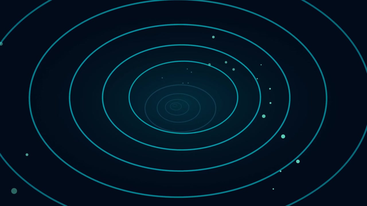 Abstract Motion Graphic of Concentric Circles and Floating Particles