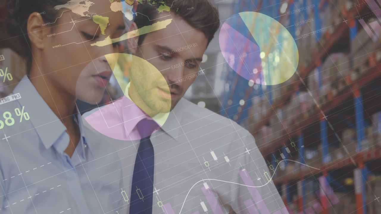 animación del procesamiento de datos sobre las personas que trabajan en el almacén