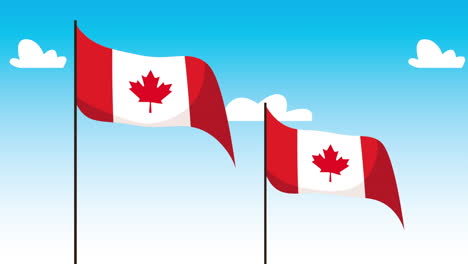 canadian flags in the sky