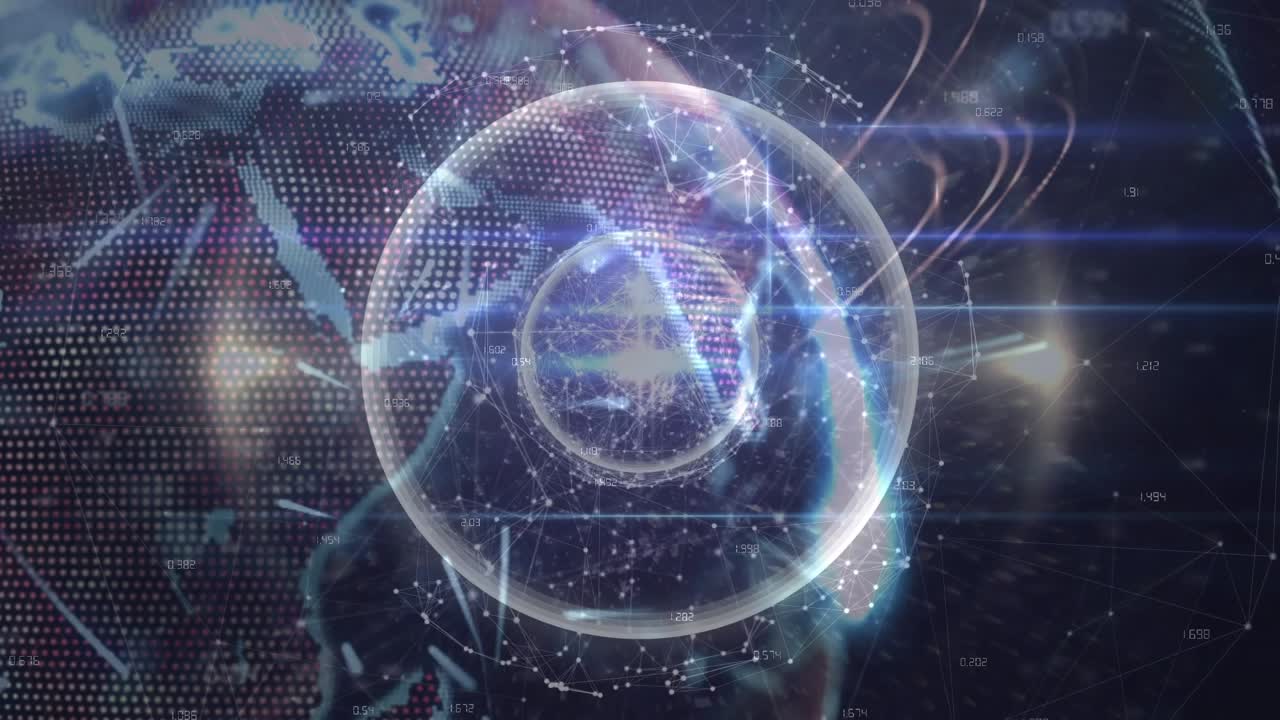 Animation of connections and pulsating circles over globe