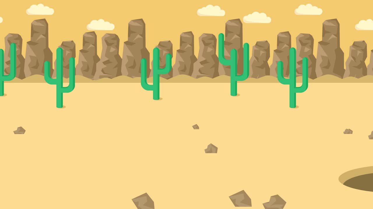 사업가가 구이에 떨어지는 사막의 배경, 위험 개념, 평평한 스타일의 루프 일러스트레이션