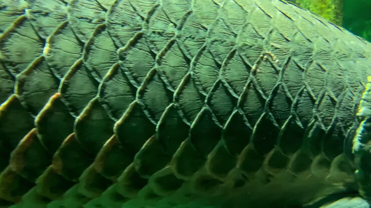 group of arapaimas, the largest freshwater fish in the world, swimming