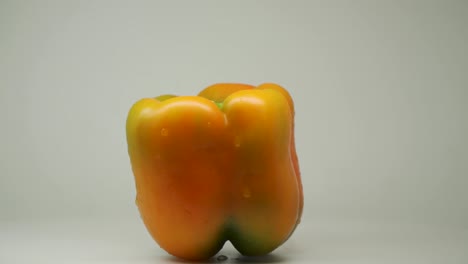 yellow bell pepper rotating and spinning in the turntable - close up shot