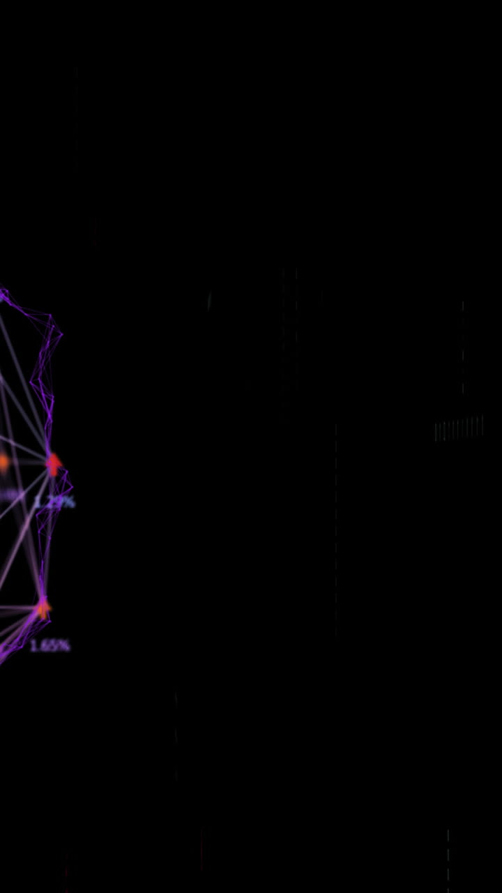 Animation of data processing and shapes on black background