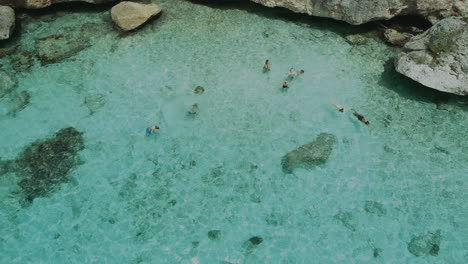 Nadando-En-El-Mar-Caribe-En-La-Playa-Kenepa-De-Curacaos