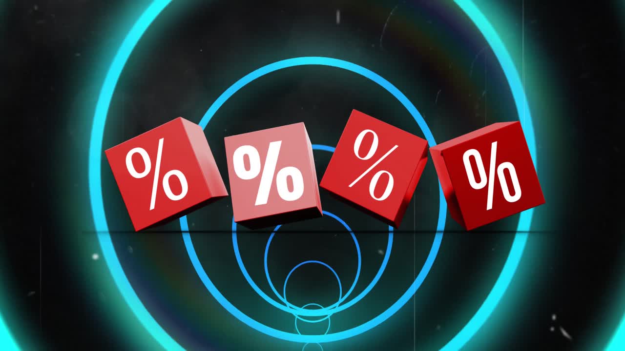 animación de los símbolos de porcentaje sobre los círculos.