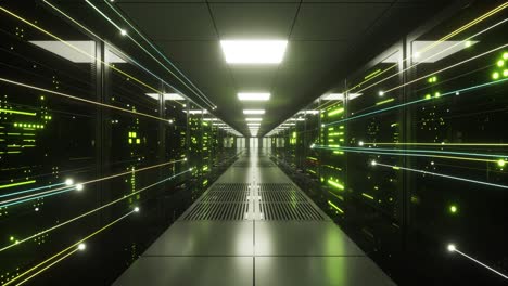 modern data center with glowing network connections