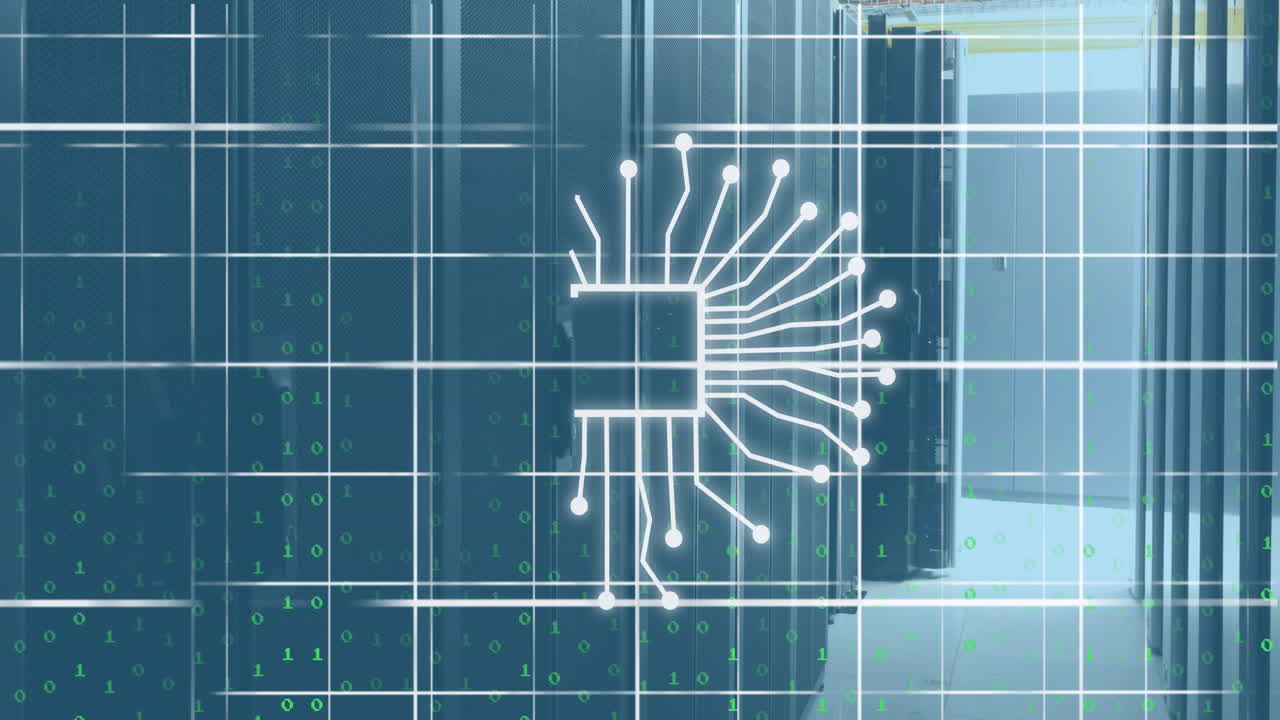 문자 및 아이콘의 애니메이션, 컴퓨터 서버를 통해 데이터 처리