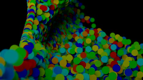 los círculos de papel de colores fluyen a través del marco.