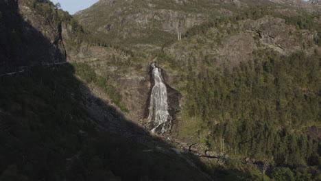 majestic waterfall in norwegian mountains
