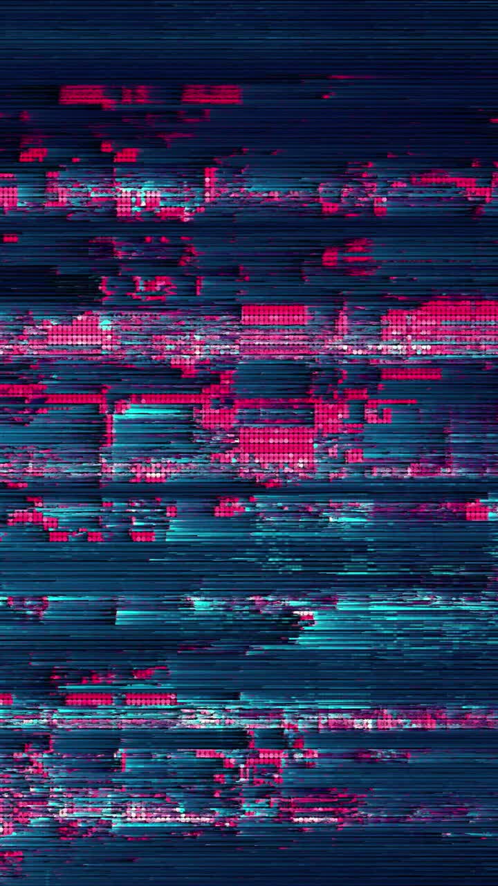 Dynamic Glitch Effect with Pink and Blue Pixels